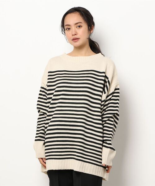 Samansa Mos2(サマンサ モスモス)の「ガンジー編みニットプルオーバー(ニット/セーター・レディース・ブラック/ベージュ/オレンジ/キャメル・フリ-)」の7枚目の写真