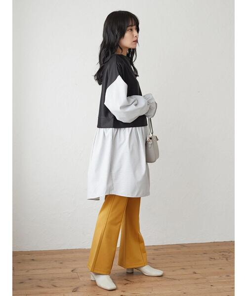 Green Parks(グリーンパークス)の「キャンディスリーブドッキングチュニック*(Tシャツ/カットソー・レディース・グリーン/オレンジ/ブラック・FREE)」の6枚目の写真