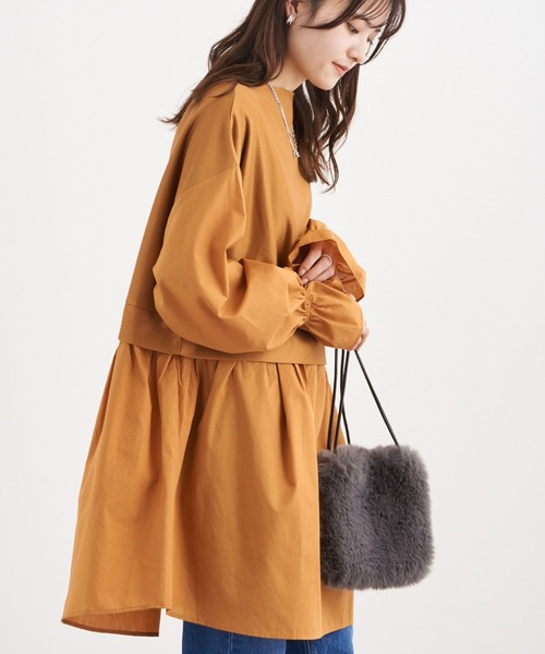 Green Parks(グリーンパークス)の「キャンディスリーブドッキングチュニック*(Tシャツ/カットソー・レディース・グリーン/オレンジ/ブラック・FREE)」の3枚目の写真