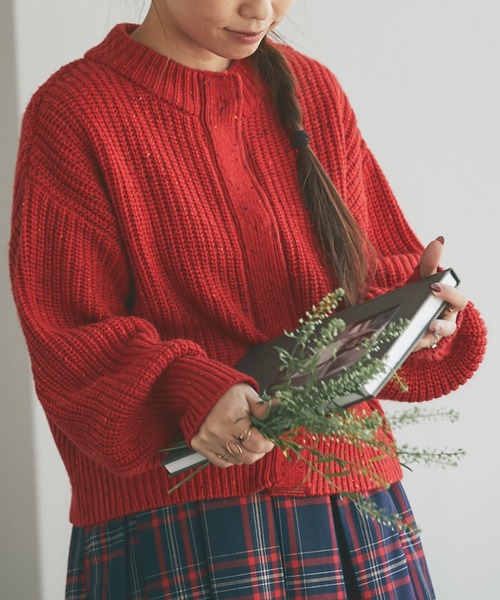 and R（アンドアール）の「ネップヤーンカーディガン（カーディガン/ボレロ・レディース・レッド/マスタード・FREE）」の2枚目の写真