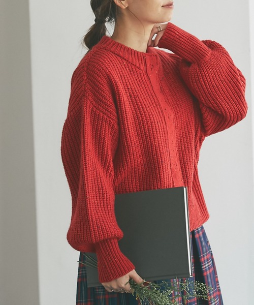 and R（アンドアール）の「ネップヤーンカーディガン（カーディガン/ボレロ・レディース・レッド/マスタード・FREE）」の14枚目の写真