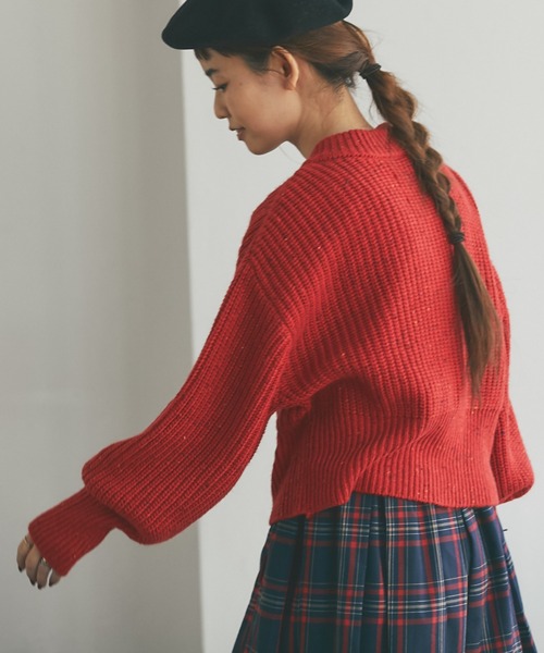 and R（アンドアール）の「ネップヤーンカーディガン（カーディガン/ボレロ・レディース・レッド/マスタード・FREE）」の5枚目の写真