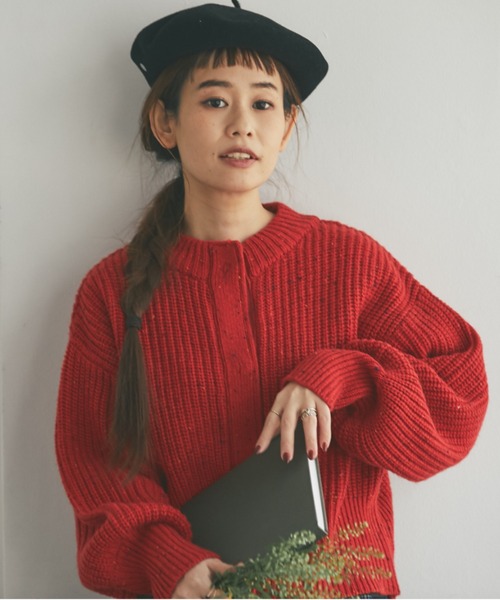 and R（アンドアール）の「ネップヤーンカーディガン（カーディガン/ボレロ・レディース・レッド/マスタード・FREE）」の10枚目の写真