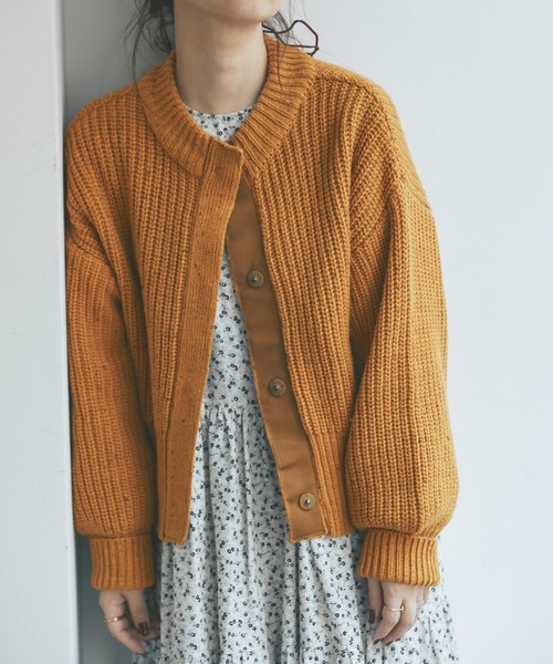 and R（アンドアール）の「ネップヤーンカーディガン（カーディガン/ボレロ・レディース・レッド/マスタード・FREE）」の4枚目の写真