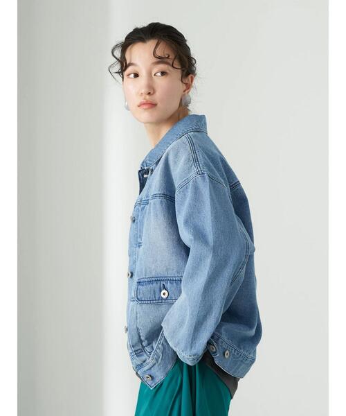 earth music&ecology（アースミュージックアンドエコロジー）の「BIG Gジャン＊（デニムジャケット・レディース・モカ/ライトインディゴブルー・FREE）」の5枚目の写真