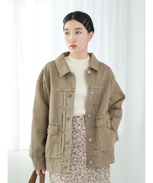 earth music&ecology（アースミュージックアンドエコロジー）の「BIG Gジャン＊（デニムジャケット・レディース・モカ/ライトインディゴブルー・FREE）」の12枚目の写真