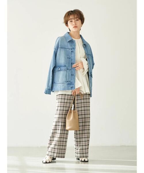 earth music&ecology（アースミュージックアンドエコロジー）の「BIG Gジャン＊（デニムジャケット・レディース・モカ/ライトインディゴブルー・FREE）」の18枚目の写真