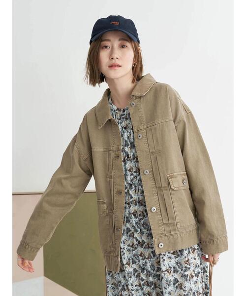 earth music&ecology（アースミュージックアンドエコロジー）の「BIG Gジャン＊（デニムジャケット・レディース・モカ/ライトインディゴブルー・FREE）」の21枚目の写真