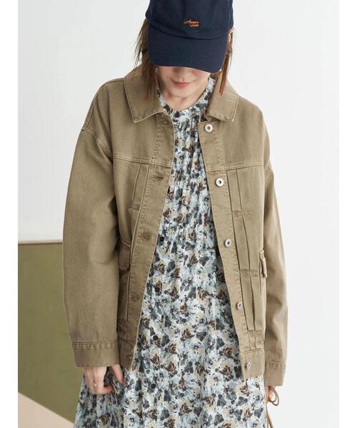 earth music&ecology（アースミュージックアンドエコロジー）の「BIG Gジャン＊（デニムジャケット・レディース・モカ/ライトインディゴブルー・FREE）」の22枚目の写真