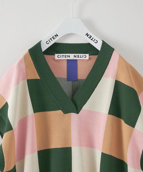 CITEN（シテン）の「＜CITEN（シテン）＞ブロックチェック ジャカード ベスト（ベスト・レディース・ライム/ライトピンク・FREE）」の4枚目の写真