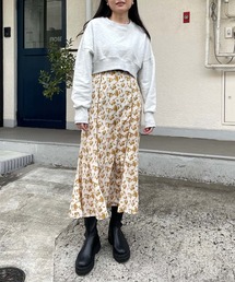 ＪＵＧＬＡＮＳ（ユグランス）の「☆ レトロな風合い。配色パイピング花柄マーメイドスカート　25136（スカート）」
