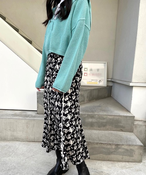 ＪＵＧＬＡＮＳ（ユグランス）の「☆ レトロな風合い。配色パイピング花柄マーメイドスカート　25136（スカート・レディース・グリーン/イエロー/ブラック・FREE）」の15枚目の写真