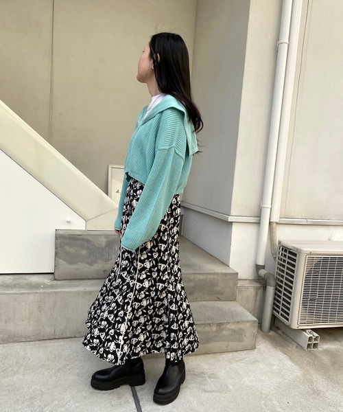 ＪＵＧＬＡＮＳ（ユグランス）の「☆ レトロな風合い。配色パイピング花柄マーメイドスカート　25136（スカート・レディース・グリーン/イエロー/ブラック・FREE）」の17枚目の写真