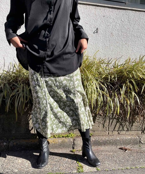 ＪＵＧＬＡＮＳ（ユグランス）の「☆ レトロな風合い。配色パイピング花柄マーメイドスカート　25136（スカート・レディース・グリーン/イエロー/ブラック・FREE）」の18枚目の写真