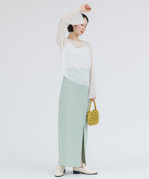 NEUNA（ヌナ）の「前スリット入り/ハイウエストロングスカート（スカート・レディース・ホワイト/ブラック/ミント・SMALL/MEDIUM/LARGE）」の10枚目の写真