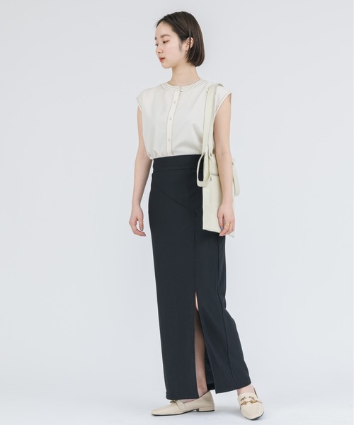 NEUNA（ヌナ）の「前スリット入り/ハイウエストロングスカート（スカート・レディース・ホワイト/ブラック/ミント・SMALL/MEDIUM/LARGE）」の16枚目の写真