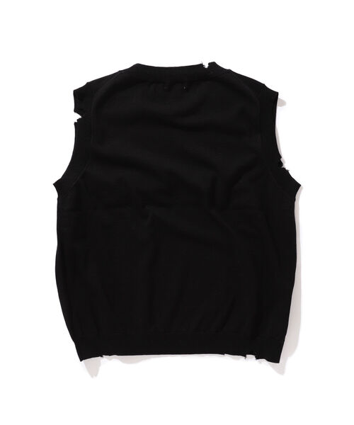 BEAMS LIGHTS（ビームスライツ）の「BEAMS LIGHTS / ダメージ加工 ニットベスト（ベスト・メンズ・ブラック/グレー・S/L/M）」の4枚目の写真