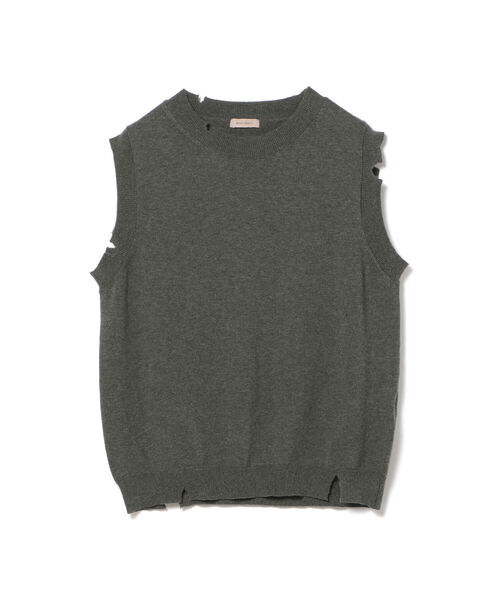 BEAMS LIGHTS（ビームスライツ）の「BEAMS LIGHTS / ダメージ加工 ニットベスト（ベスト・メンズ・ブラック/グレー・S/L/M）」の7枚目の写真