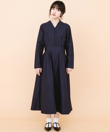 haco!（ハコ）の「きちんと見えて地味にならない！ＰＢＰオーガニックコットン　くるみボタンがかわいいクラシックワンピース（ワンピース）」
