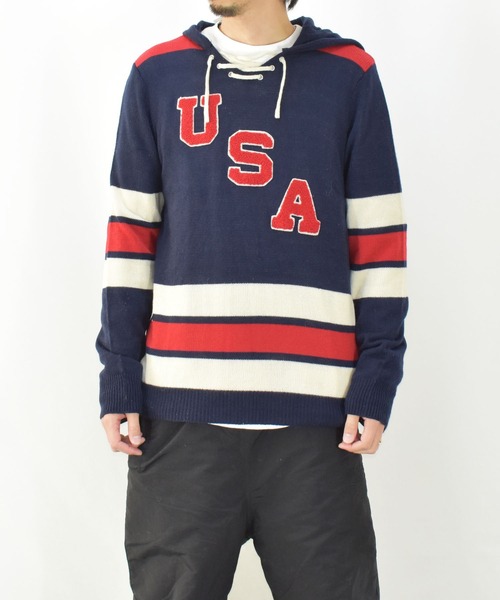 VINTAGE(ヴィンテージ)の「【ヴィンテージ古着】Bells&Bain タグ付き DEAD STOCK ニットパーカー(ニット/セーター・メンズ・ネイビー・LARGE)」の2枚目の写真