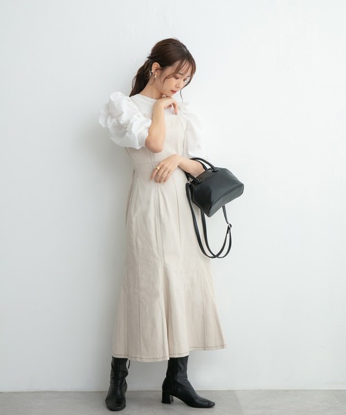 ADIRA（アディラ）の「ツイルマーメイドキャミジャンスカ（ジャンパースカート・レディース・アイボリー/ベージュ・MEDIUM）」の17枚目の写真