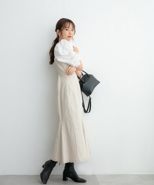 ADIRA（アディラ）の「ツイルマーメイドキャミジャンスカ（ジャンパースカート・レディース・アイボリー/ベージュ・MEDIUM）」の15枚目の写真