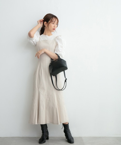 ADIRA（アディラ）の「ツイルマーメイドキャミジャンスカ（ジャンパースカート・レディース・アイボリー/ベージュ・MEDIUM）」の3枚目の写真