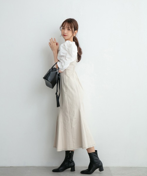 ADIRA（アディラ）の「ツイルマーメイドキャミジャンスカ（ジャンパースカート・レディース・アイボリー/ベージュ・MEDIUM）」の8枚目の写真