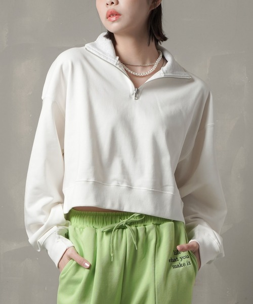 SPINNS（スピンズ）の「ハーフジップショート丈リブスウェット