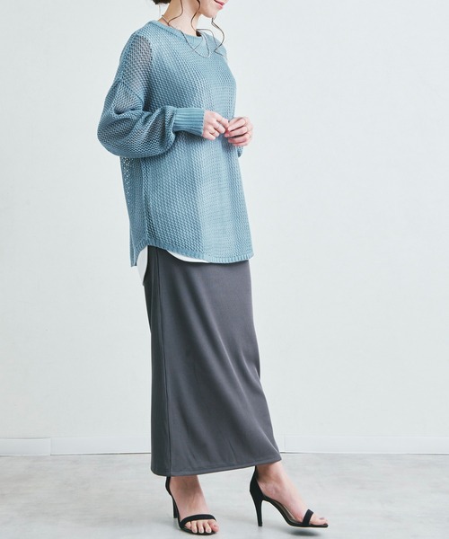 Fizz(フィズ)の「【Fizz/フィズ】 メッシュ編みニット長袖プルオーバー(ニット/セーター・レディース・ブルー/チャコール/グレイッシュベージュ/ブラック・L/M)」の13枚目の写真