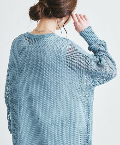 Fizz(フィズ)の「【Fizz/フィズ】 メッシュ編みニット長袖プルオーバー(ニット/セーター・レディース・ブルー/チャコール/グレイッシュベージュ/ブラック・L/M)」の14枚目の写真
