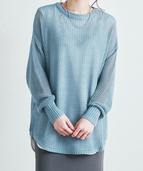Fizz(フィズ)の「【Fizz/フィズ】 メッシュ編みニット長袖プルオーバー(ニット/セーター・レディース・ブルー/チャコール/グレイッシュベージュ/ブラック・L/M)」の15枚目の写真