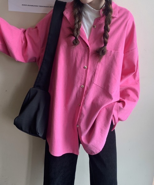 MANGROVE（マングローブ）の「コーデュロイルーズシャツ（シャツ/ブラウス・レディース・ピンク/イエロー/オレンジ/ブルー/グリーン・FREE）」の4枚目の写真