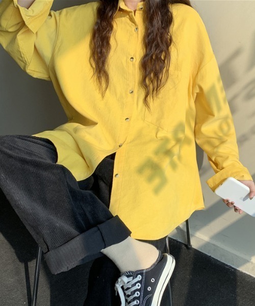 MANGROVE（マングローブ）の「コーデュロイルーズシャツ（シャツ/ブラウス・レディース・ピンク/イエロー/オレンジ/ブルー/グリーン・FREE）」の3枚目の写真