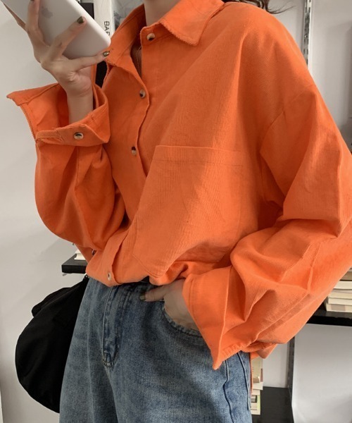 MANGROVE（マングローブ）の「コーデュロイルーズシャツ（シャツ/ブラウス・レディース・ピンク/イエロー/オレンジ/ブルー/グリーン・FREE）」の5枚目の写真