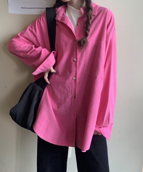 MANGROVE（マングローブ）の「コーデュロイルーズシャツ（シャツ/ブラウス・レディース・ピンク/イエロー/オレンジ/ブルー/グリーン・FREE）」の9枚目の写真