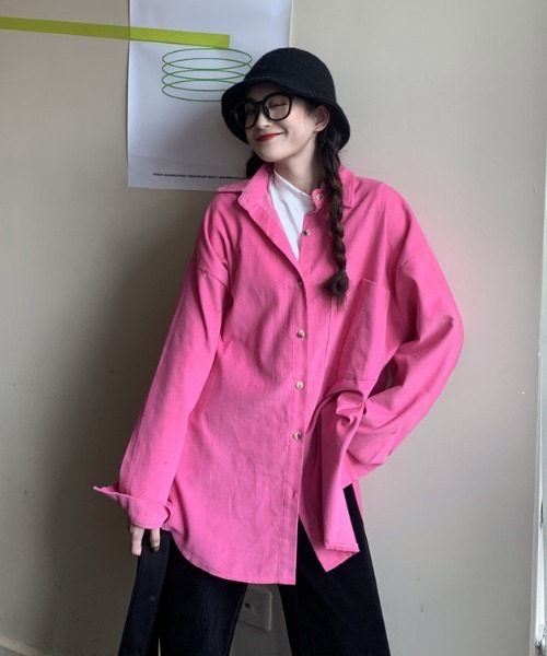 MANGROVE（マングローブ）の「コーデュロイルーズシャツ（シャツ/ブラウス・レディース・ピンク/イエロー/オレンジ/ブルー/グリーン・FREE）」の21枚目の写真