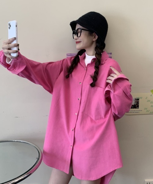 MANGROVE（マングローブ）の「コーデュロイルーズシャツ（シャツ/ブラウス・レディース・ピンク/イエロー/オレンジ/ブルー/グリーン・FREE）」の17枚目の写真