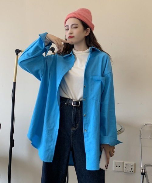 MANGROVE（マングローブ）の「コーデュロイルーズシャツ（シャツ/ブラウス・レディース・ピンク/イエロー/オレンジ/ブルー/グリーン・FREE）」の10枚目の写真