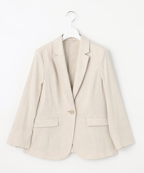J.PRESS Ladies(J.プレス レディス)の「リネンセルロースストレッチ テーラード ジャケット(テーラードジャケット・レディース・ベージュ系/ネイビー系・XS)」の4枚目の写真