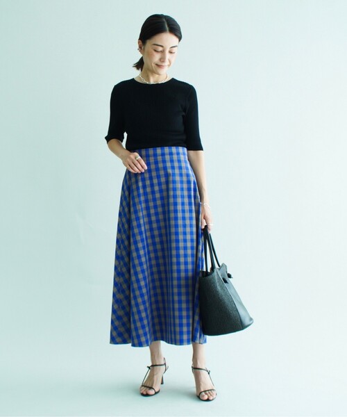 UNTITLED（アンタイトル）の「◆【着映え】チェック柄 サーキュラー風フレアスカート＜洗える＞（スカート・レディース・ブラック/ブルー/ブルー系1・44/42/00/01/02/03/04/48）」の15枚目の写真