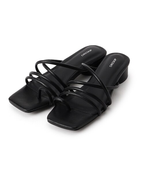 DRESKIP（ドレスキップ）の「◆円柱ヒール チューブサンダル（サンダル・レディース・ブラック/オフホワイト/サンドベージュ・35/45）」の2枚目の写真