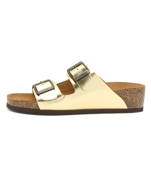 ROSE BUD（ローズバッド）の「【雑誌掲載】【2015カタログ掲載】(SONIA.C) TERRY 102 LAMINATEO 2 BUCKLE SANDAL（サンダル・レディース・シルバー/ゴールド・39/36/38/37）」の3枚目の写真