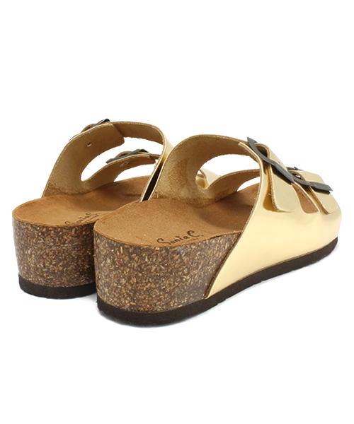 ROSE BUD（ローズバッド）の「【雑誌掲載】【2015カタログ掲載】(SONIA.C) TERRY 102 LAMINATEO 2 BUCKLE SANDAL（サンダル・レディース・シルバー/ゴールド・39/36/38/37）」の4枚目の写真