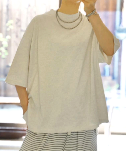 JOURNAL STANDARD LUXE（ジャーナルスタンダード　ラックス）の「クラシックテンジク クルーネックT（Tシャツ/カットソー・レディース・ベージュ/ホワイト×ホワイト・FREE）」の2枚目の写真