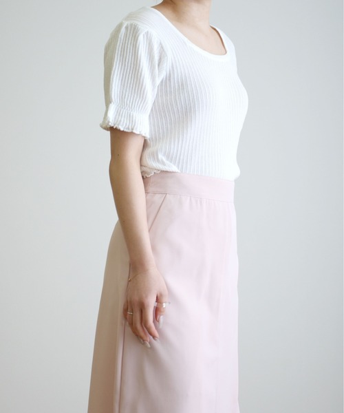 ibeul_（イベール）の「スクエアネックコンパクトソフトニットトップス（Tシャツ/カットソー・レディース・ホワイト/ブラック/ベージュ/ピンク・FREE）」の10枚目の写真