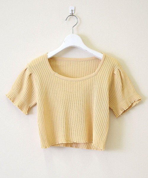 ibeul_（イベール）の「スクエアネックコンパクトソフトニットトップス（Tシャツ/カットソー・レディース・ホワイト/ブラック/ベージュ/ピンク・FREE）」の11枚目の写真