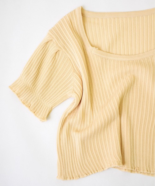 ibeul_（イベール）の「スクエアネックコンパクトソフトニットトップス（Tシャツ/カットソー・レディース・ホワイト/ブラック/ベージュ/ピンク・FREE）」の15枚目の写真