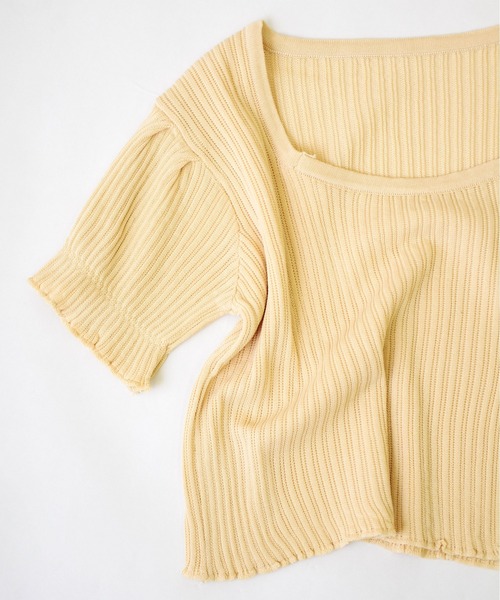 ibeul_（イベール）の「スクエアネックコンパクトソフトニットトップス（Tシャツ/カットソー・レディース・ホワイト/ブラック/ベージュ/ピンク・FREE）」の19枚目の写真