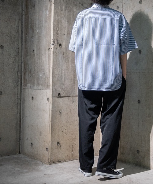 JOHN'S CLOSET(ジョンズクローゼット)の「【i】ブロードストライプ ルーズフィット半袖シャツ(シャツ/ブラウス・メンズ・ブラック/ネイビー/グレー/グリーン・MEDIUM/LARGE/X-LARGE)」の9枚目の写真